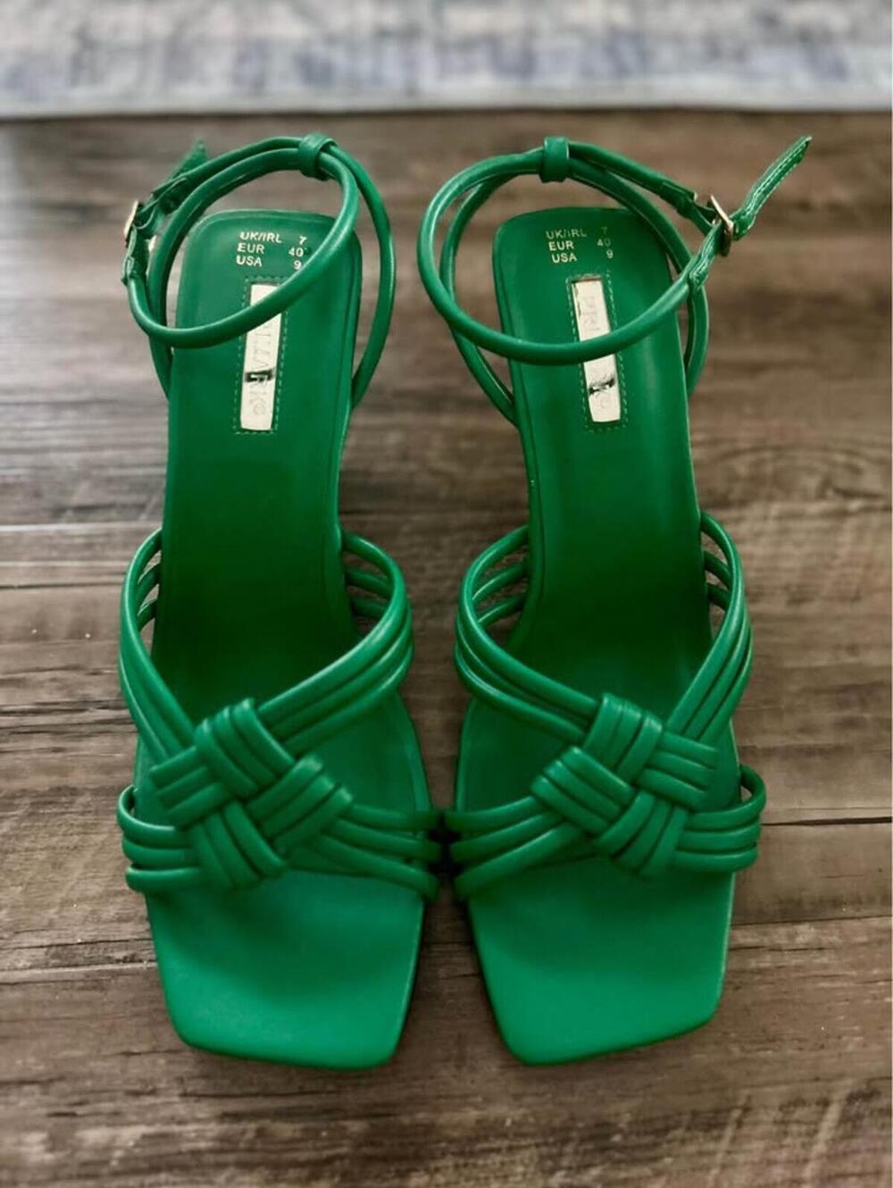 Primark Green Strappy Heeled Sandals Size 9 Women’s New